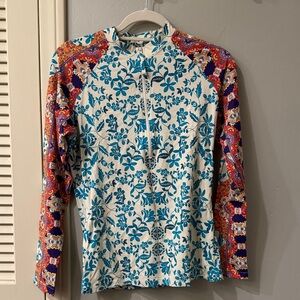 Johnny Was Multicolor Floral Long Sleeve Rash Guard, size XXL, never worn